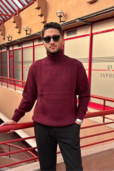 inpool Bărbați, guler complet, lână, Old Money Culture, pulover PLTK16