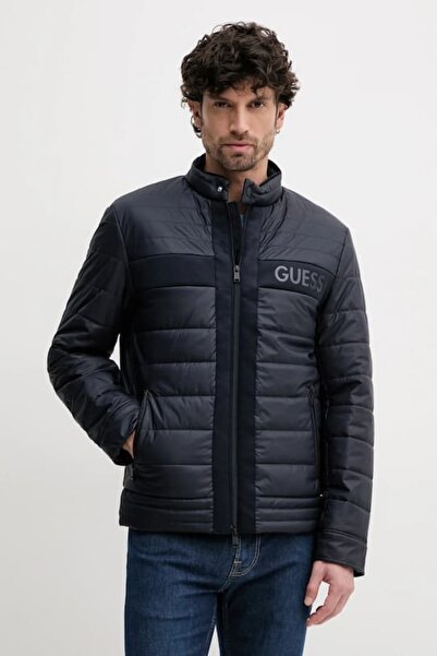 Guess Erkek Quilted Biker Ceket - Lacivert