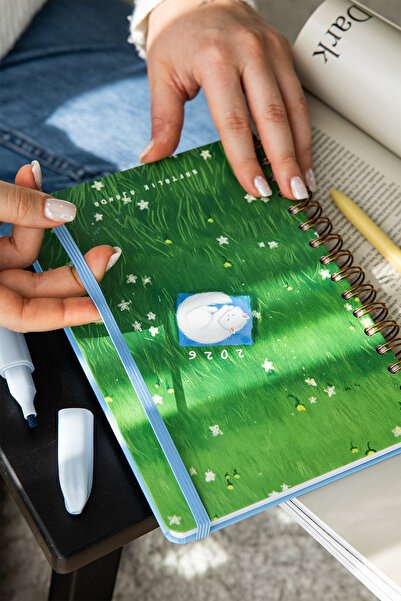 PAPERORA 2026 A5 Spiralli Haftalık Ajanda 12 Aylık - Kedi