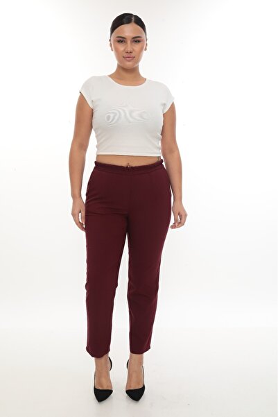 Butik Women's Plus Size Lycra Ankle Length Elastic Waist Pocketed Fabric Pants