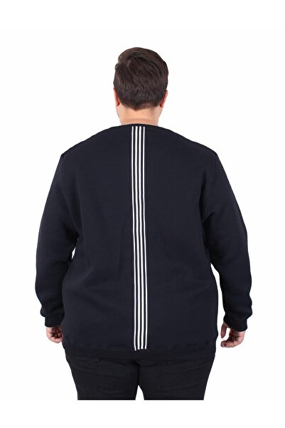 MocGrande Μεγάλο μέγεθος Crew Neck 3ip Sweat Possible 25719 ΣΚΟΥΡΟ ΜΠΛΕ