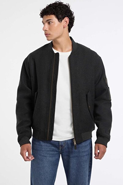 Guess Erkek Yün Karışımlı Bomber Mont - Gri