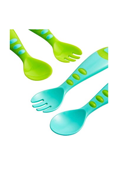MOTHERCARE Easy Grip Spoon and Fork Set - 4 Pieces Blue