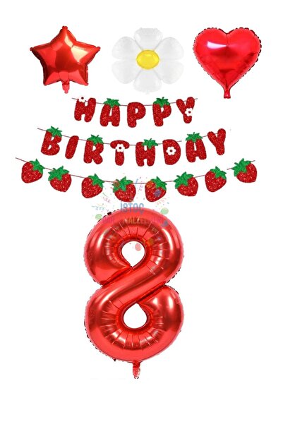 Generic Brand Strawberry Themed 8 Year Birthday Party Set
