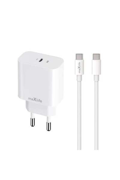 RADIONAT Încărcător MaXlife MXTC-06-20C PD/QC 1x USB-C 20W Alb + Cablu USB-C ...