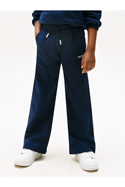 Tommy Hilfiger Girls Dark Night Navy Logo Embroidery Wide Leg Joggers