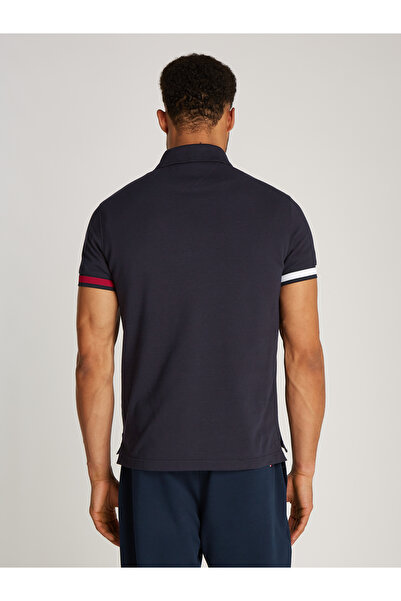 Tommy Hilfiger تي شيرت بولو رجالي بأكمام قصيرة وأساور علم صحراء السماء