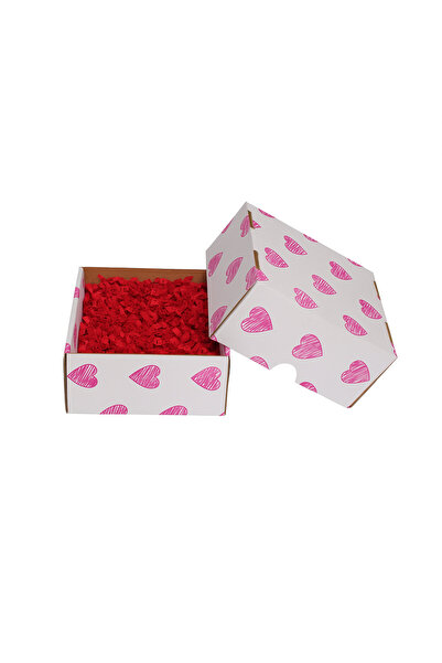 TexKid Pembe Kalp Baskılı Hediye Kutusu 15*16*8 cm