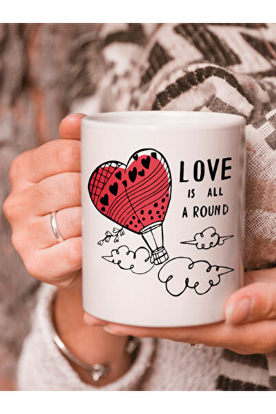 Dörtel Tedarik كوب مطبوع عليه شعار Love Is All A Round مكون من مطبوع كوبًا مط...