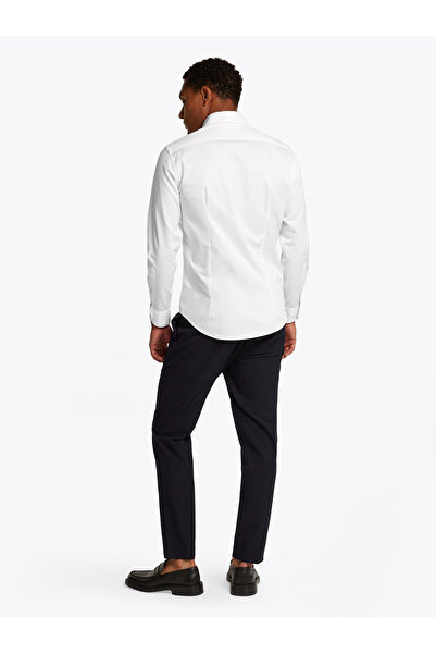 Tommy Hilfiger Men Optic White Long Sleeve Smart Casual Slim Fit Twill Shirt