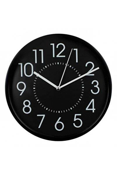 OEM Plastic wall clock, 20 cm diameter, matte finish, Black