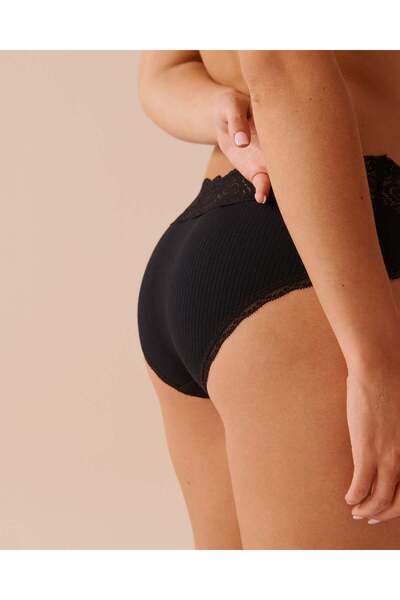 La Vie en Rose Lace Trim Ribbed Hiphugger Panty