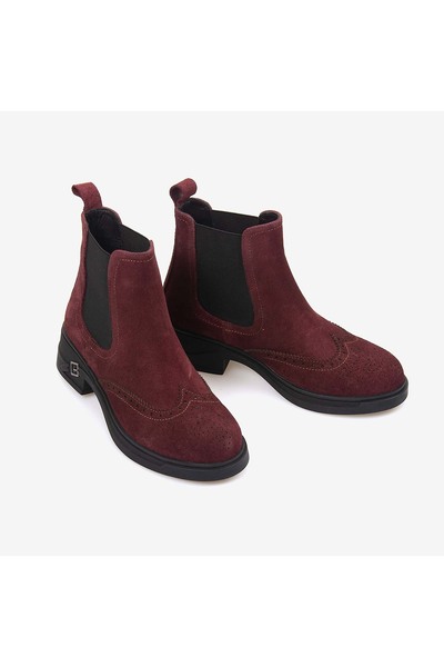 Rouge Genuine Leather Suede Women's Chelsea Boots 359