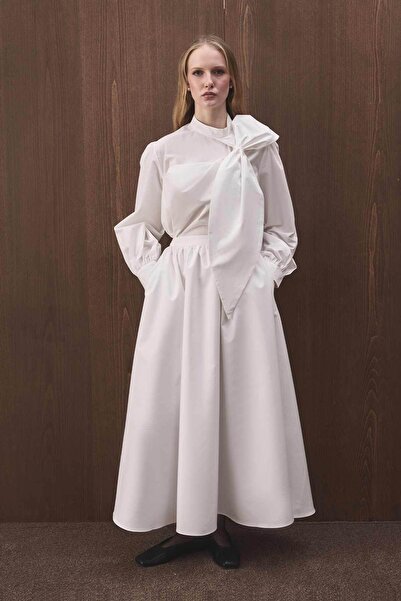 Hooopstore Premium Poplin Balloon Ecru Skirt