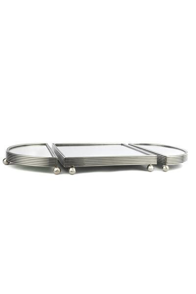 Mikasa Moor Silver Oval Mirrored Metal Jardiner Tray 25X50Cm