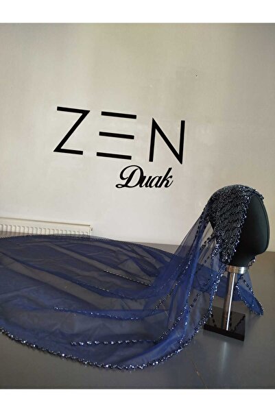 ZEN DUVAK Lacivert Nakışlı Gelin Duvağı