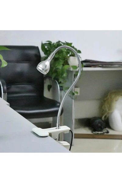 newnet Klipsli Masa Lambası BEYAZ COB LED IŞIK Ayarlanabilir Başlık -1.5 Metr...