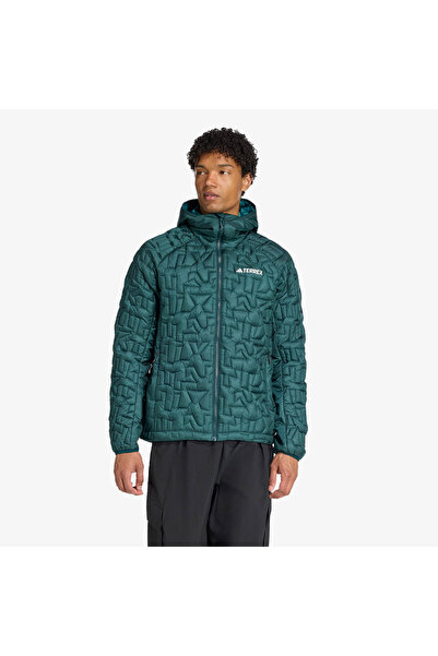 adidas Terrex Xperior Primaloft Loose Fill insulated Kapüşonlu Erkek Yeşil Yürüyüş Montu