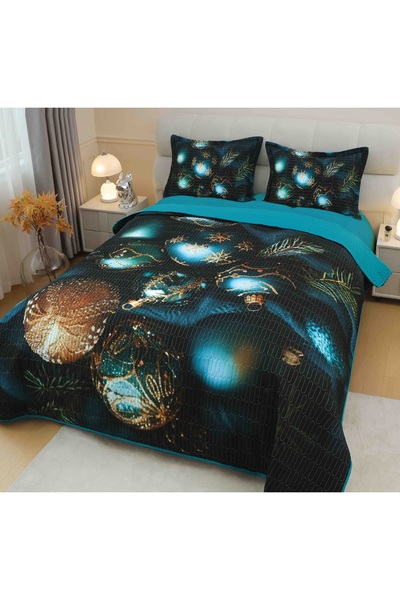 CHIRASO CHIRASO Duvet Cover Set, 220x240cm, 3D Christmas Theme, Double Bed, 2 Pillowcases, Globes
