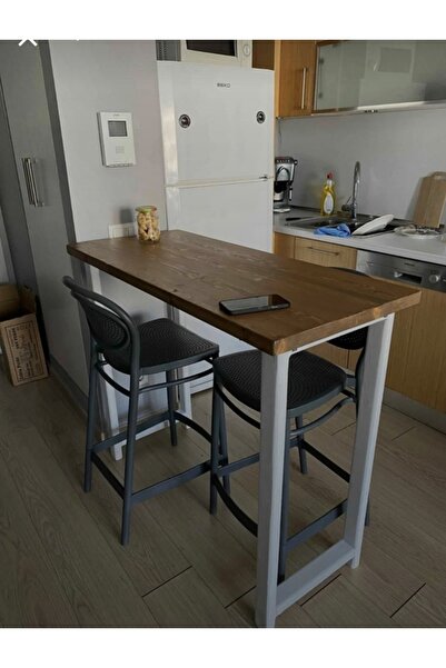 uğurlubaylar Tamamı doğal masif ağaç bar masası 140x50cm