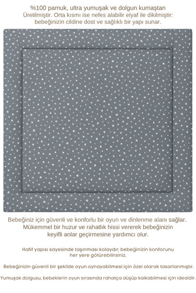 Dizanor Kare Bebek/Çocuk Oyun Halısı, Yenidoğan Emekleme Pedi, Aktivite Matı