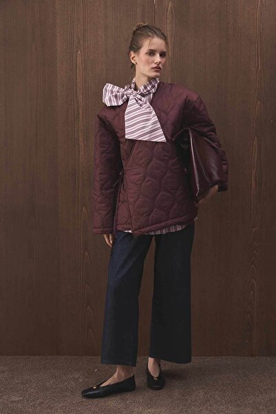 Hooopstore Anvelop Bağlamalı Kapitone Bordo Mont