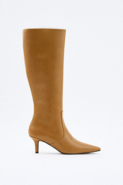 LUTVELIZADE Çizme 2505 - Sivri Burun Fermuarlı Karamel Kadın Çizme