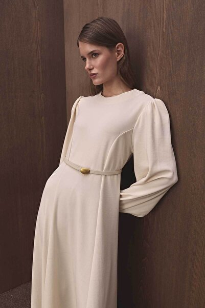 Hooopstore Premium Belden Sitting Detailed Vanilla Dress