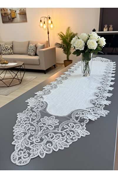 Valora Concept French Lace Violet Model Linen Gadenya Luxury 5-Piece Runner Living Room Coffee Table Cover