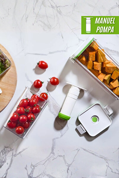 EVLE 3 Piece Storage Container Set with Manual Pump 2 Lt + 1.3 Lt + 0.5 Lt