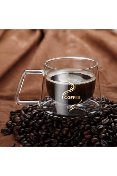 Aurov Set of 4 coffee cups made of heat-resistant glass, Aurov®, double walls, 200 ml, transparent