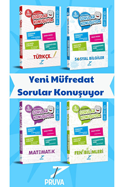 Pruva Akademi PRUVA 6.SINIF SORU BANKASI SETİ 4 KİTAP (SORULAR KONUŞUYOR)