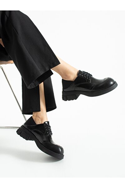 ALEMDAR AYAKKABI EDOSKİ Черни дамски мокасини в рустик стил