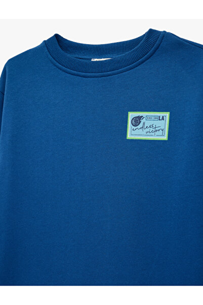 Koton Pamuklu Uzun Kollu Bisiklet Yaka Baskılı Sweatshirt