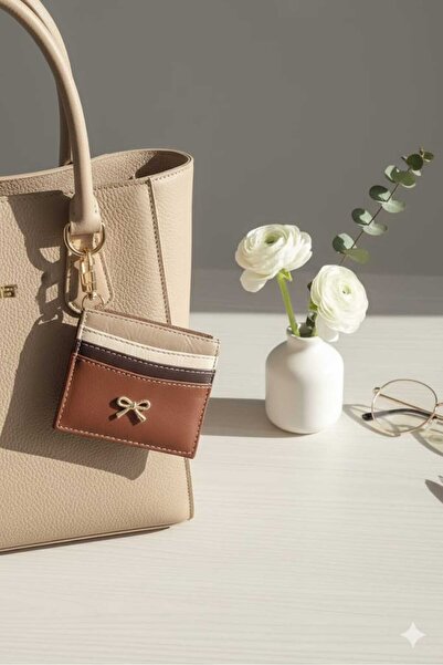 Uzs pace Bow Detailed Card Holder & Keychain