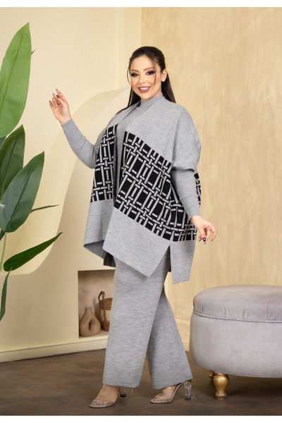 nimet tekstil 3-Piece Knitwear Women's Pullover with a Turtleneck Inside, Standard Size, Ultra-Comfortable Fit