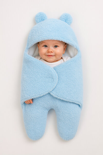 Tomuycuk 0-6 Months Fiber-Eared Plush Baby Swaddle Welsoft Fabric Newborn Sleeping Bag