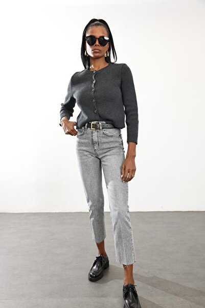 5in1Canpolat Anthracite Knitted Cardigan