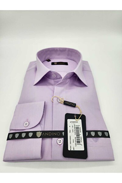 ANDINO Men's Classic Lilac Plain Shirt Cotton Polyester