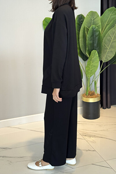 Lale Butik Modal File Detailed Basic Suit 3080 Black