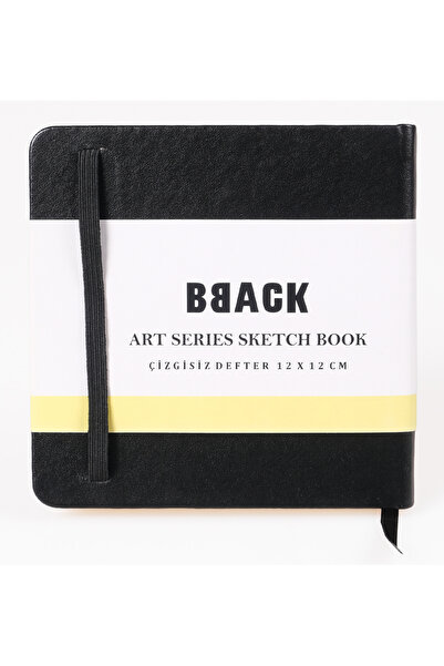 BBACK Caiet de schițe pentru colecție de artă 140 gr. Hârtie fără linii Ivory 12x12cm 80yp. Caiet cu copertă rigidă neagră