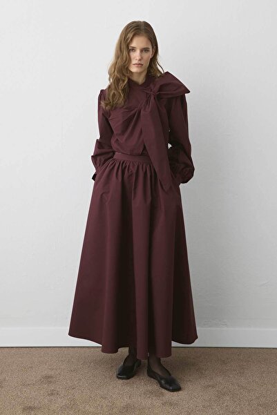 Hooopstore Premium Poplin Balloon Burgundy Skirt