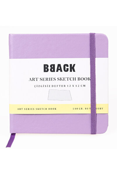 BBACK Art Collection Sketchbook 140 Gr. Unlined Ivory Paper 12X12Cm 80 Sheets. Lila Hardcover Notebook