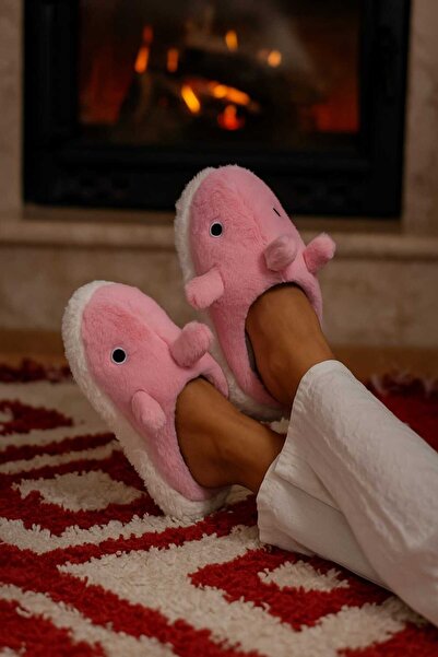 maydos İçi Kürklü Köpek Balığı Figürlü Ev Terliği Sevimli Sessiz Taban Panduf