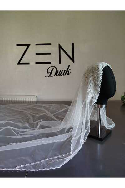 ZEN DUVAK Kırık Beyaz Nakışlı Gelin Duvağı
