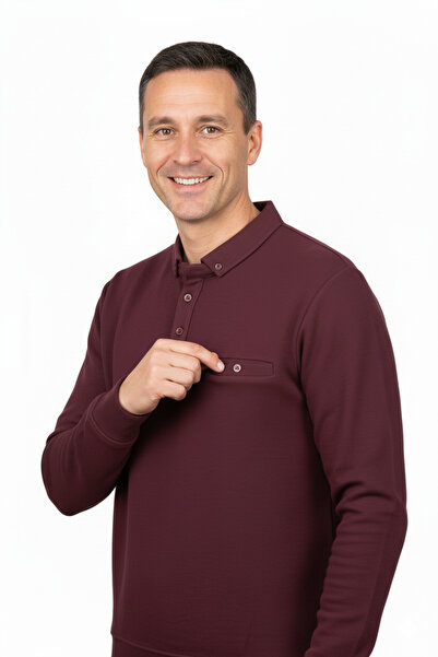 Oppland Men's Winter Sweater Polo Neck Oxford Fleto Pocketed Textured Relaxed Fit Full Fit