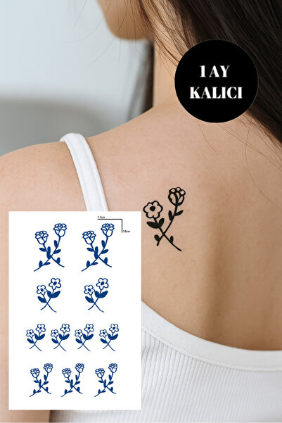TAKIŞTIR Çiçek Figürlü 12 Saat Sonra Kararan Geçici Orta Dövme Tattoo