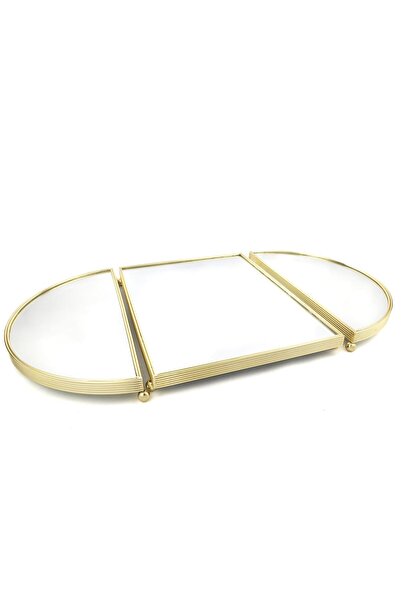 Mikasa Moor Altın Oval Aynalı Metal jardinyer Tepsi 79x45cm