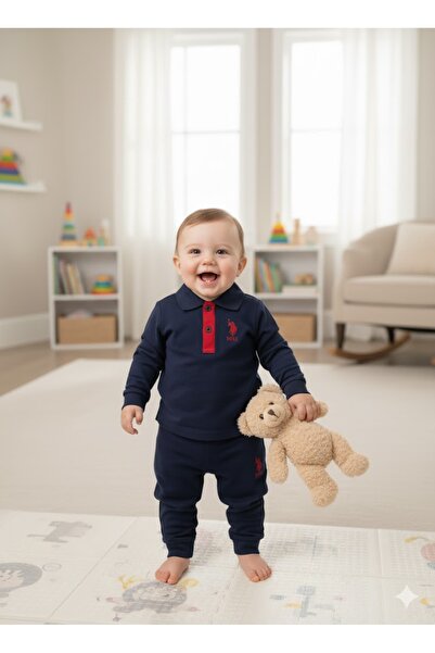 U.S. Polo Assn. Lisanslı Erkek Bebek Alt Üst 2 Parça Takım