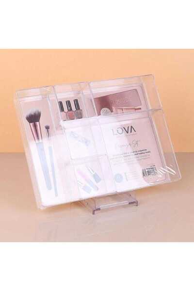 Home منظم إكسسوارات المجوهرات بـ 6 أقسام، منظم مستحضرات التجميل مستطيل الشكل